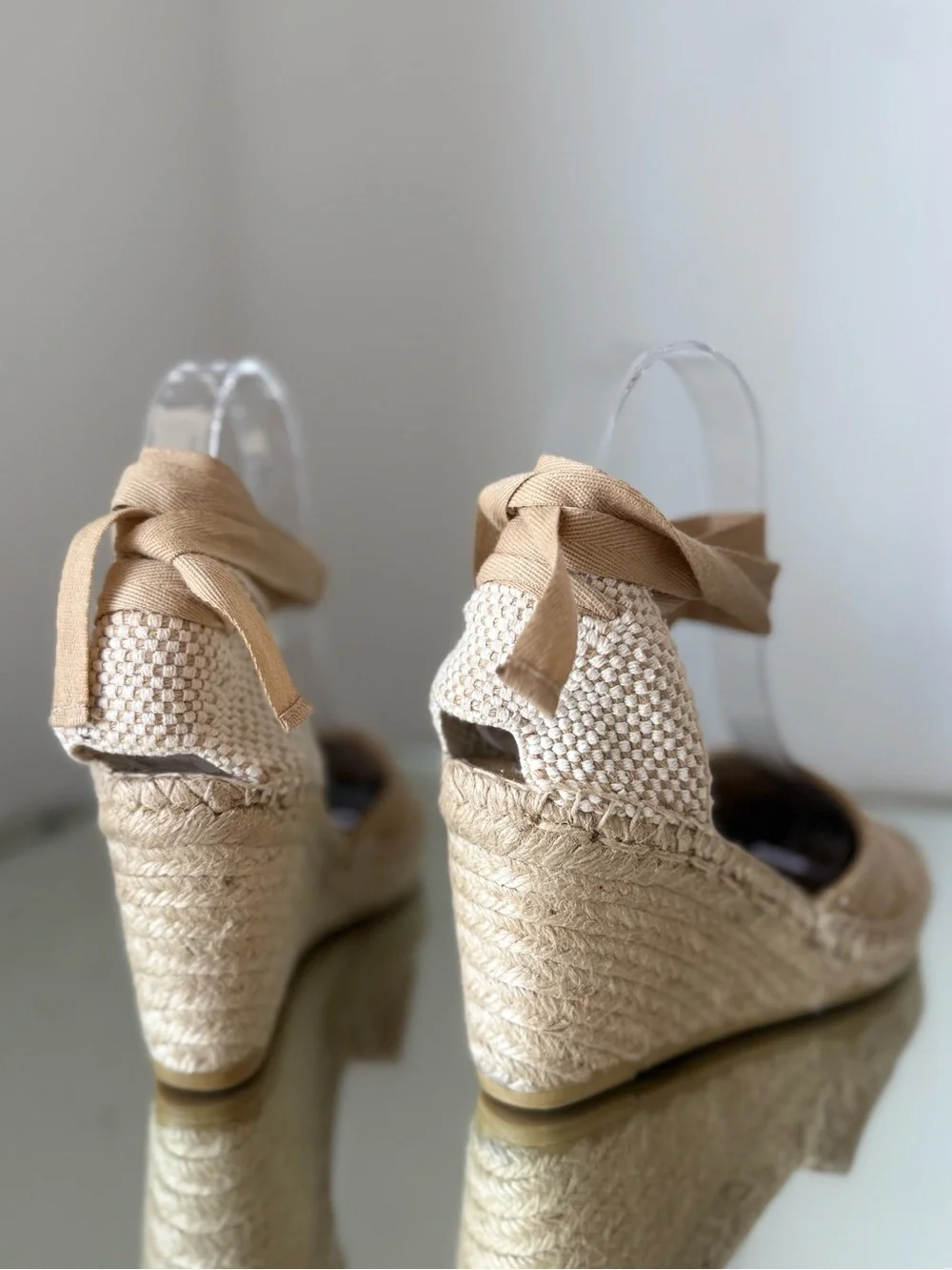 Prada Canvas Espadrille Wedge Tie-Ankle Shoes $850 36